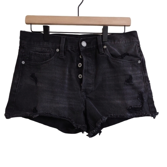 Blank NYC Black Distressed Denim Cutoff Shorts Size 29 - Picture 2 of 4